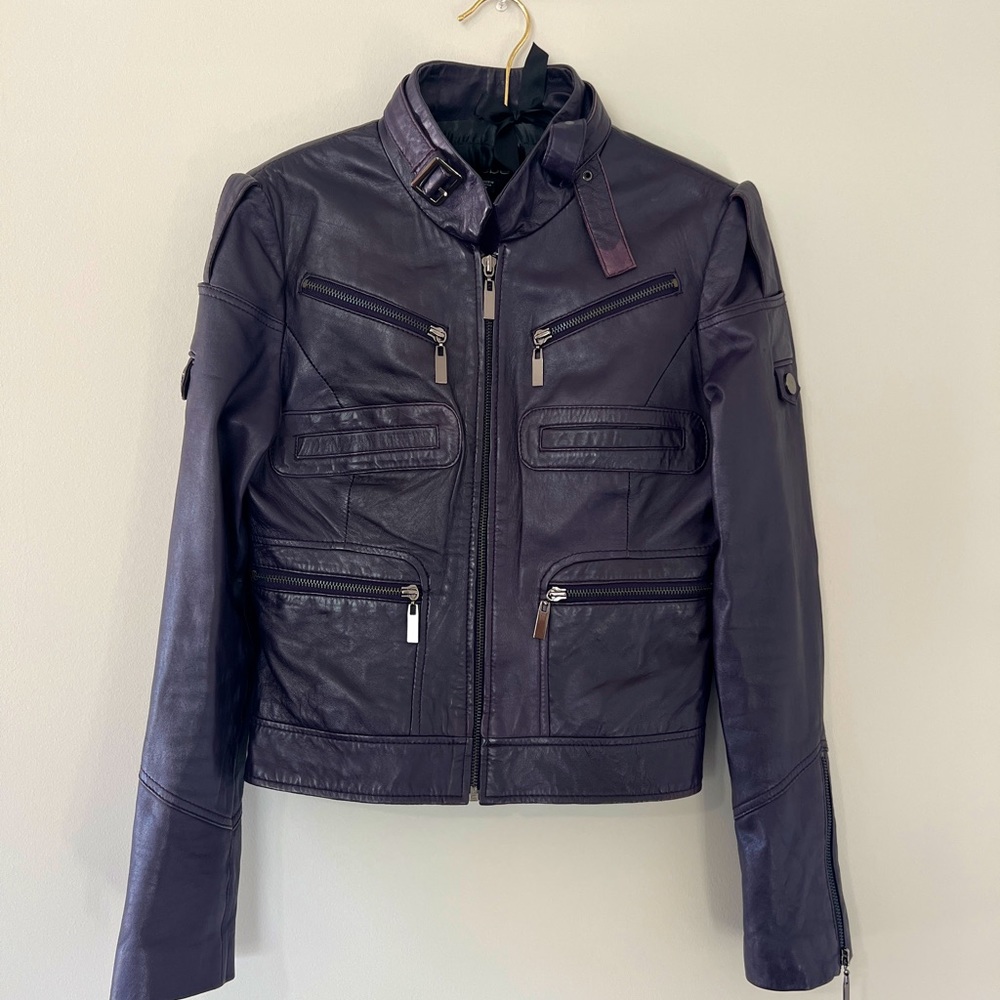 BeBe purple leather Moto jacket